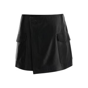 Arma Women Black Wallet Skirt With Pockets In Leather Woman